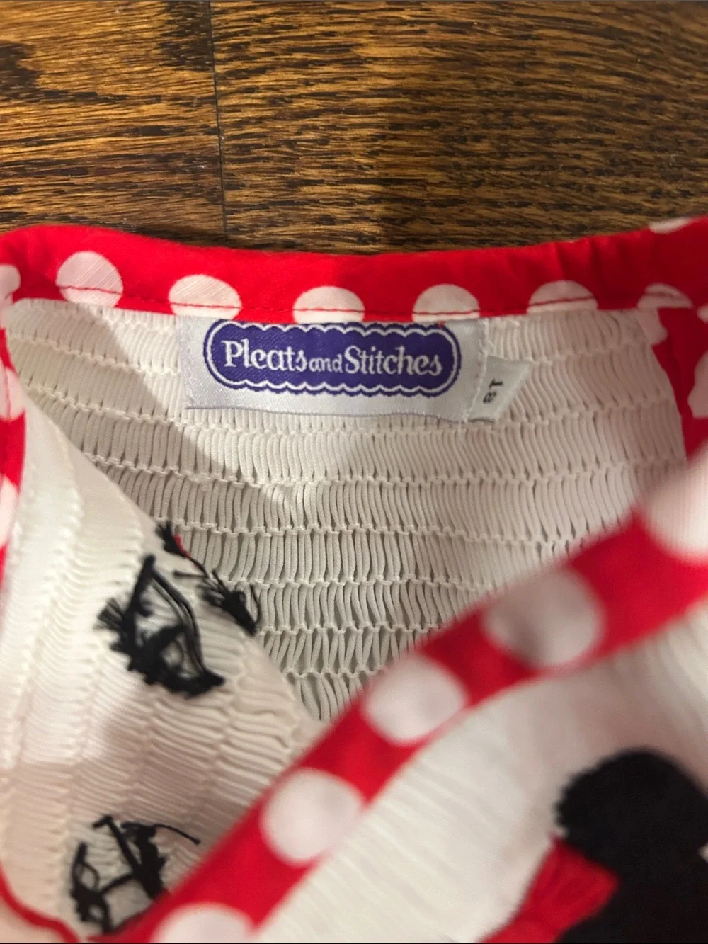 Girls' Red Polka Dot Formal Dress with Embroidered Yoke